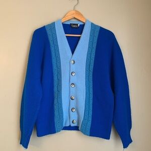 Campus Vintage 50s  Mod Acrylic Paneled Atomic Knit Cardigan Sweater M Usa